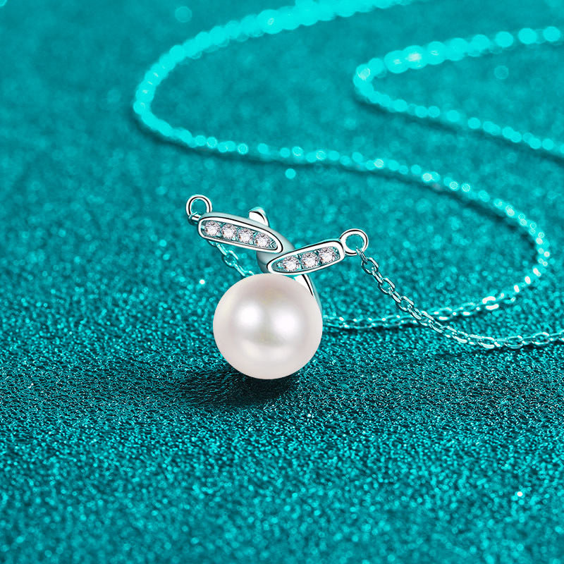 S925 Sterling Silver Lulu Tong Necklace - 10.5-Point Moissanite & Pearl Pendant Elegant Layered Choker