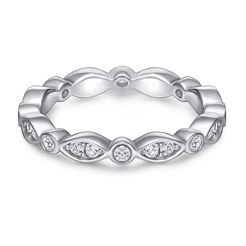 S925 Sterling Silver Marquise Full Eternity Ring – Thick Gold Plated Bridal Jewelry