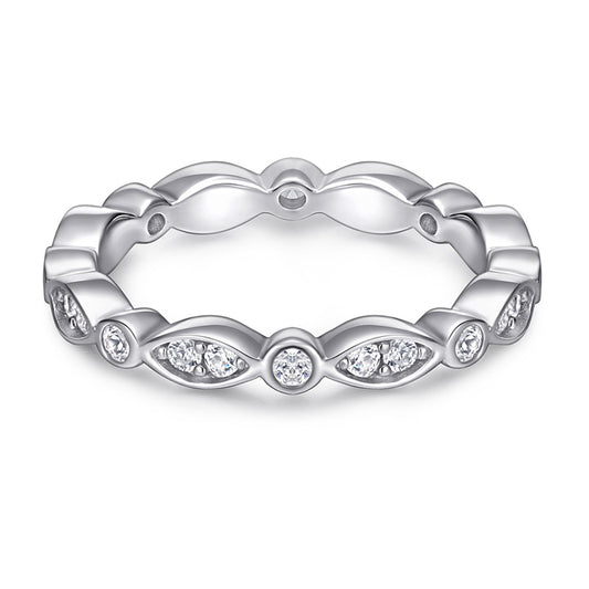 S925 Sterling Silver Marquise Full Eternity Ring – Thick Gold Plated Bridal Jewelry
