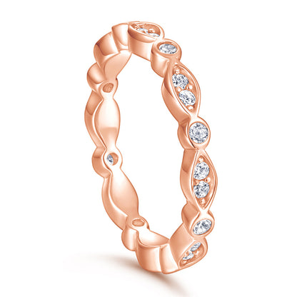 S925 Sterling Silver Marquise Full Eternity Ring – Thick Gold Plated Bridal Jewelry