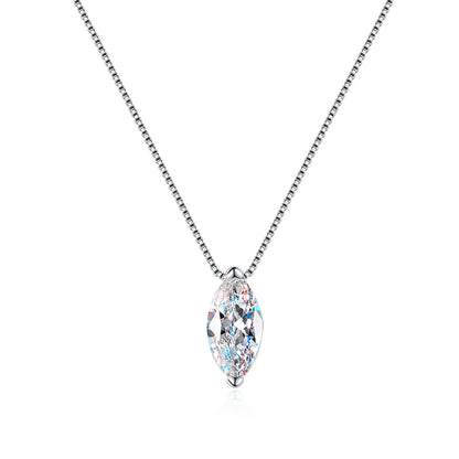 S925 Sterling Silver Marquise Moissanite Pendant Necklace - Minimalist Teardrop Choker for Women