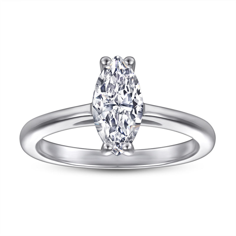 S925 Sterling Silver Marquise Zirconia Ring - Korean Style Minimalist Index Finger Jewelry