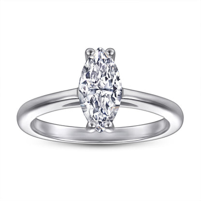 S925 Sterling Silver Marquise Zirconia Ring - Korean Style Minimalist Index Finger Jewelry