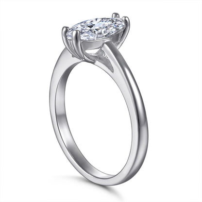 S925 Sterling Silver Marquise Zirconia Ring - Korean Style Minimalist Index Finger Jewelry