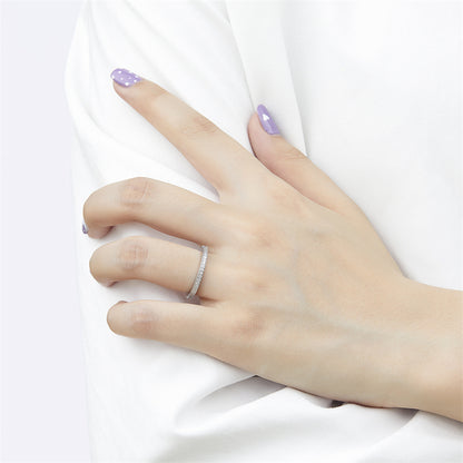 S925 Sterling Silver Micro-Pavé Index Finger Ring - Delicate Zirconia Accent Jewelry