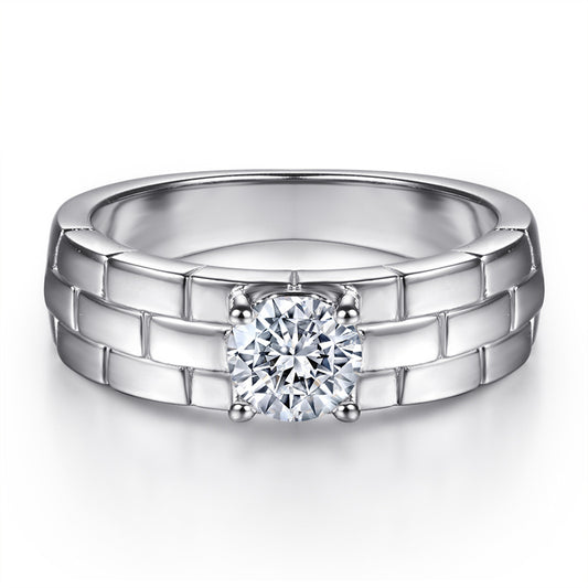 S925 Sterling Silver Minimalist Band Ring – Contemporary CZ Accent Jewelry