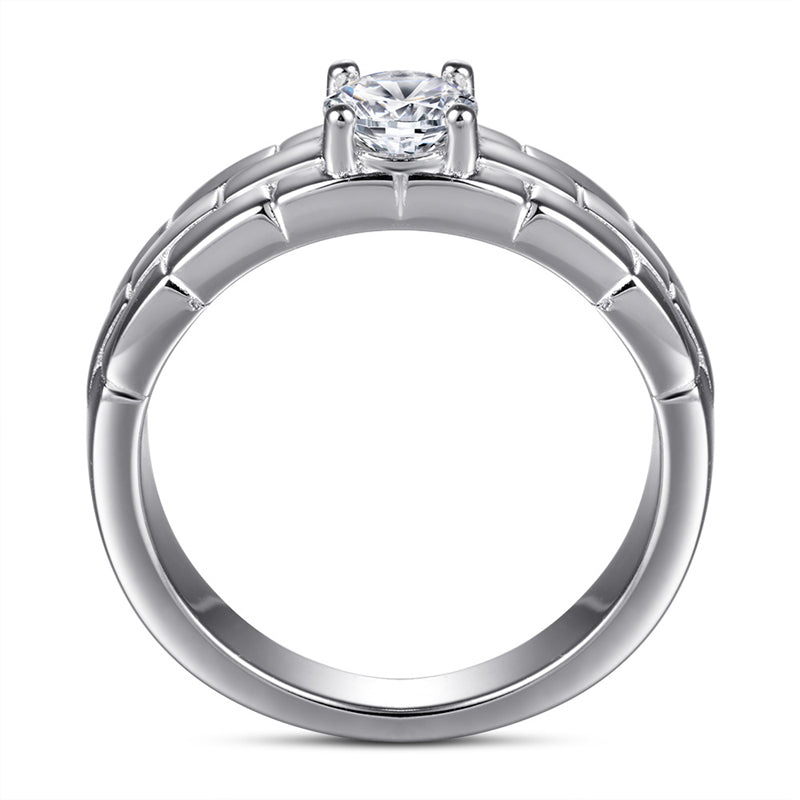 S925 Sterling Silver Minimalist Band Ring – Contemporary CZ Accent Jewelry