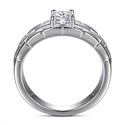 S925 Sterling Silver Minimalist Band Ring – Contemporary CZ Accent Jewelry