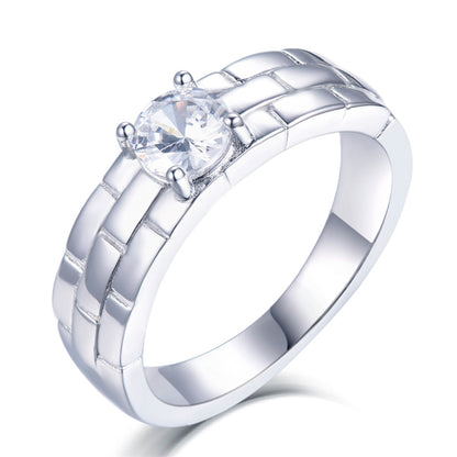 S925 Sterling Silver Minimalist Band Ring – Contemporary CZ Accent Jewelry