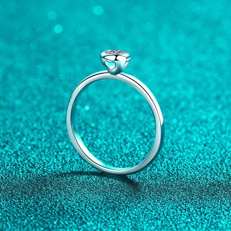 S925 Sterling Silver Minimalist Bubble Ring with 0.3ct Moissanite for Women
