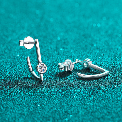 S925 Sterling Silver Minimalist Geometric Moissanite Stud Earrings - 0.2CT Modern Everyday Jewelry