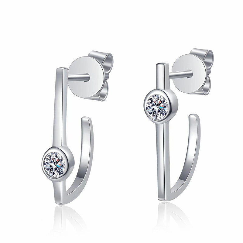 S925 Sterling Silver Minimalist Geometric Moissanite Stud Earrings - 0.2CT Modern Everyday Jewelry