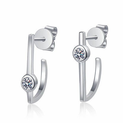 S925 Sterling Silver Minimalist Geometric Moissanite Stud Earrings - 0.2CT Modern Everyday Jewelry