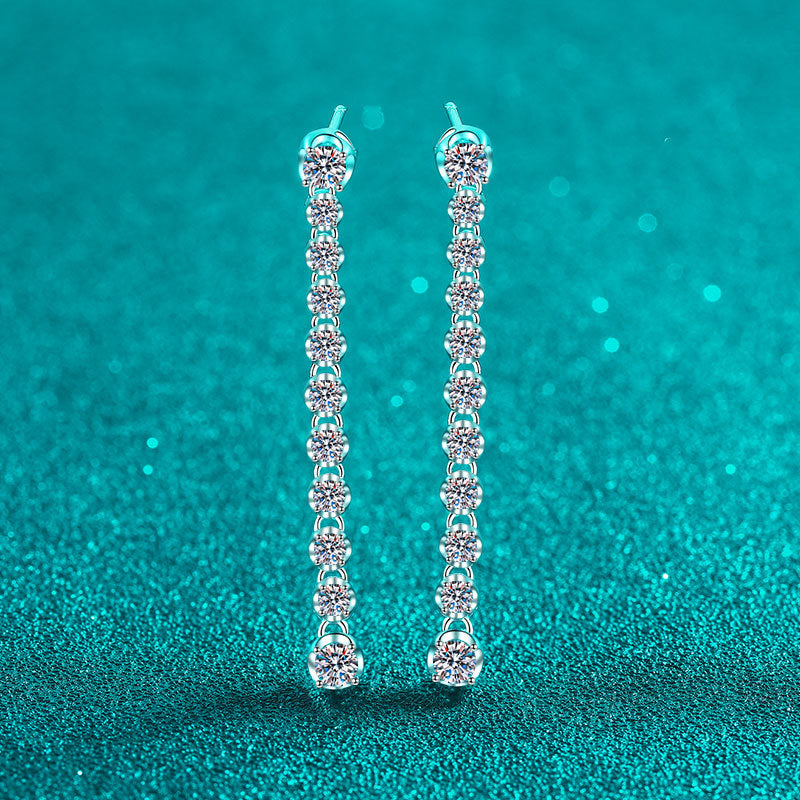 S925 Sterling Silver Moissanite Fringe Drop Earrings - 1.18ct Instagrammable Statement Earrings