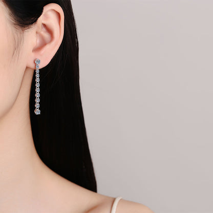 S925 Sterling Silver Moissanite Fringe Drop Earrings - 1.18ct Instagrammable Statement Earrings