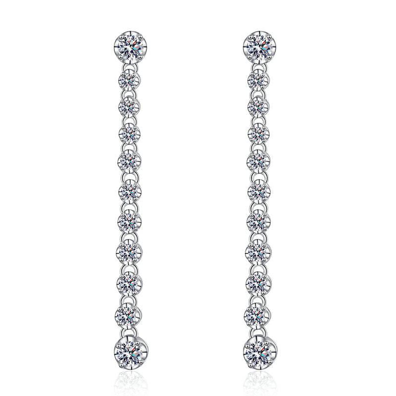 S925 Sterling Silver Moissanite Fringe Drop Earrings - 1.18ct Instagrammable Statement Earrings