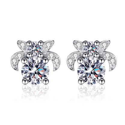 S925 Sterling Silver Moissanite Stud Earrings - 1CT Floral-Inspired Everyday Jewelry