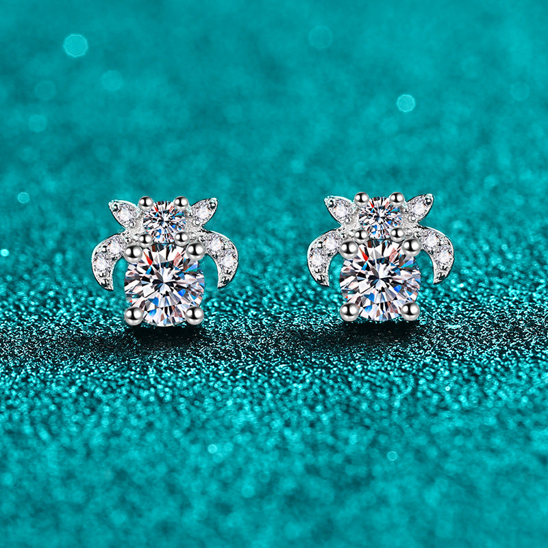 S925 Sterling Silver Moissanite Stud Earrings - 1CT Floral-Inspired Everyday Jewelry