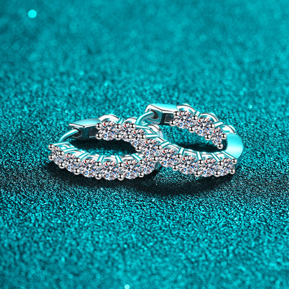 S925 Sterling Silver Moissanite Stud Earrings Plated with Pt950 Gold - 1.8ct Trendy Korean-Style Starry Elegance
