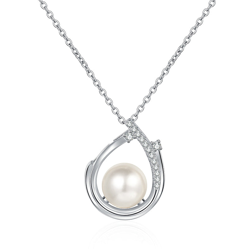 S925 Sterling Silver Moissanite & Pearl Necklace - Elegant 9-Point U-Shaped Layered Choker for Professional Women