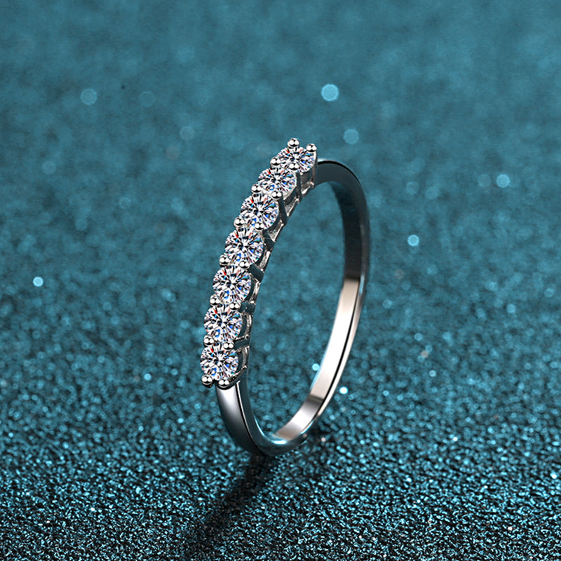 S925 Sterling Silver Moissanite & Zircon Stacking Ring, Minimalist Band Ring for Women, Tail Ring, Promise Ring