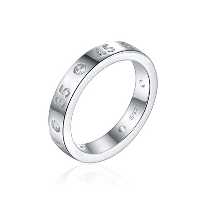 S925 Sterling Silver Number Ring - Minimalist Modern Wedding Band
