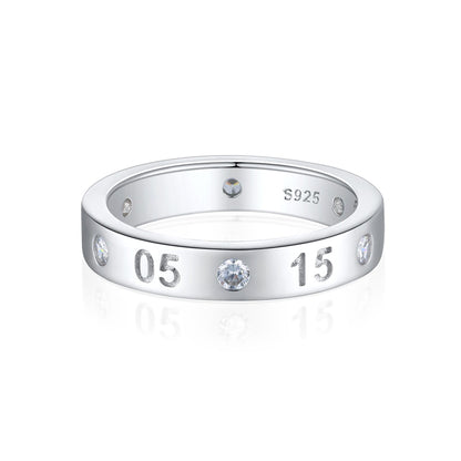 S925 Sterling Silver Number Ring - Minimalist Modern Wedding Band