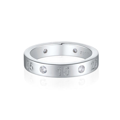 S925 Sterling Silver Number Ring - Minimalist Modern Wedding Band