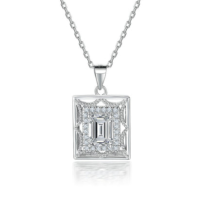 S925 Sterling Silver Octagram Pendant Necklace – Dreamcatcher Square Zirconia Choker for Women