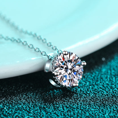 S925 Sterling Silver PT950-Plated Disc Pendant Necklace - 1CT Moissanite Minimalist Choker