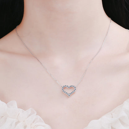 S925 Sterling Silver PT950-Plated Heart Pendant Necklace - 0.3CT to 2CT Moissanite Vintage Love Chain