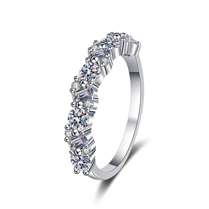 S925 Sterling Silver PT950 Gold Plated 0.9ct Moissanite Geometric Ring with Tribal Motifs