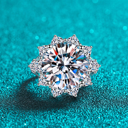 S925 Sterling Silver PT950 Gold Plated 10ct Moissanite Statement Ring with Ingot Motif