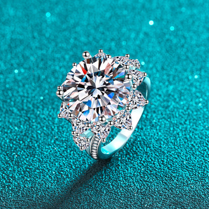 S925 Sterling Silver PT950 Gold Plated 10ct Moissanite Statement Ring with Ingot Motif