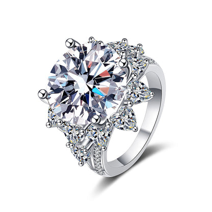 S925 Sterling Silver PT950 Gold Plated 10ct Moissanite Statement Ring with Ingot Motif