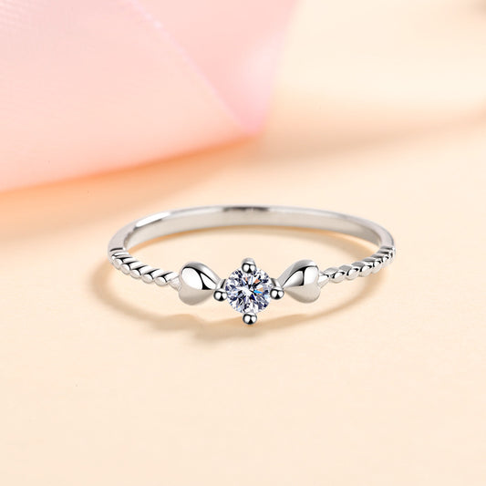 S925 Sterling Silver PT950 Gold Plated Four-Prong 0.10ct Moissanite "Thinking of You" Ring