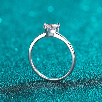 S925 Sterling Silver PT950 Gold Plated Heart-Shaped 0.5ct Moissanite Minimalist Ring