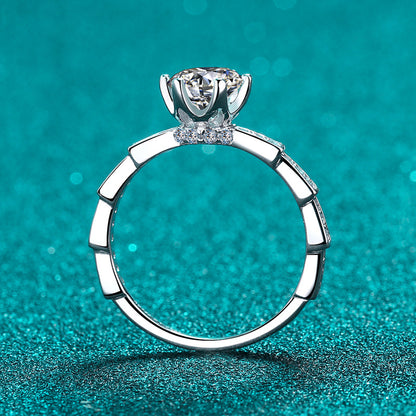 S925 Sterling Silver PT950 Gold Plated Snake Bone Six-Prong Moissanite Ring with Animal Motifs