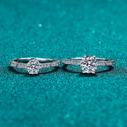 S925 Sterling Silver PT950 Gold Plated Snake Bone Six-Prong Moissanite Ring with Animal Motifs