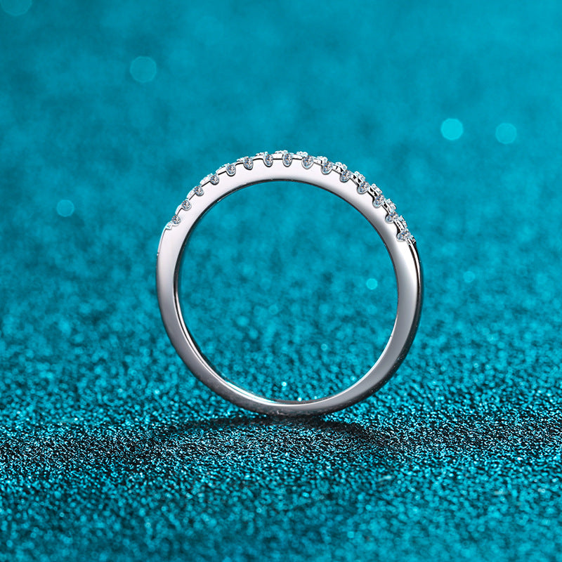 S925 Sterling Silver PT950 Plated Full Eternity Moissanite Band Ring with Chinese Pendant Lock Design