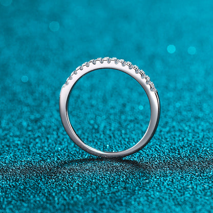 S925 Sterling Silver PT950 Plated Full Eternity Moissanite Band Ring with Chinese Pendant Lock Design