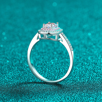 S925 Sterling Silver PT950 Plated Rose Gold 1CT Oval Moissanite Solitaire Ring with Floral Motif