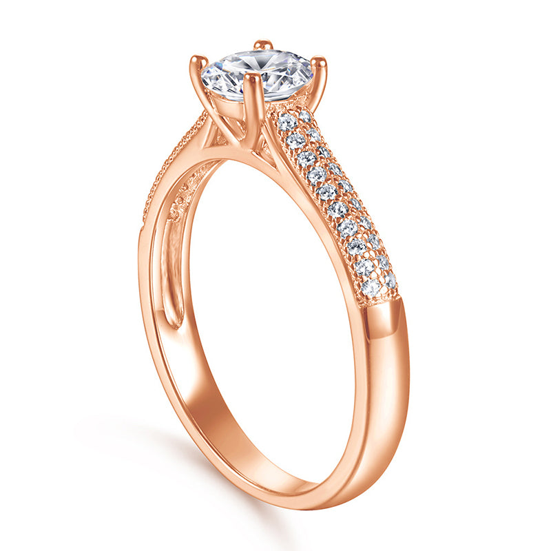 S925 Sterling Silver Pave Zirconia Ring for Women - Elegant Rose Gold & White Gold Plated Stackable Band