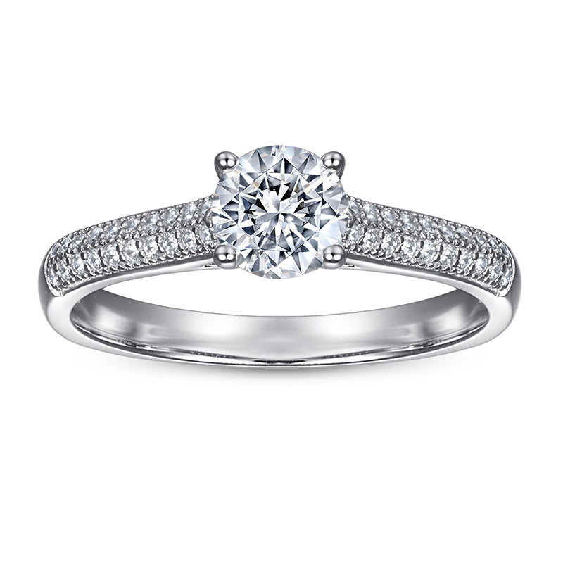 S925 Sterling Silver Pave Zirconia Ring for Women - Elegant Rose Gold & White Gold Plated Stackable Band