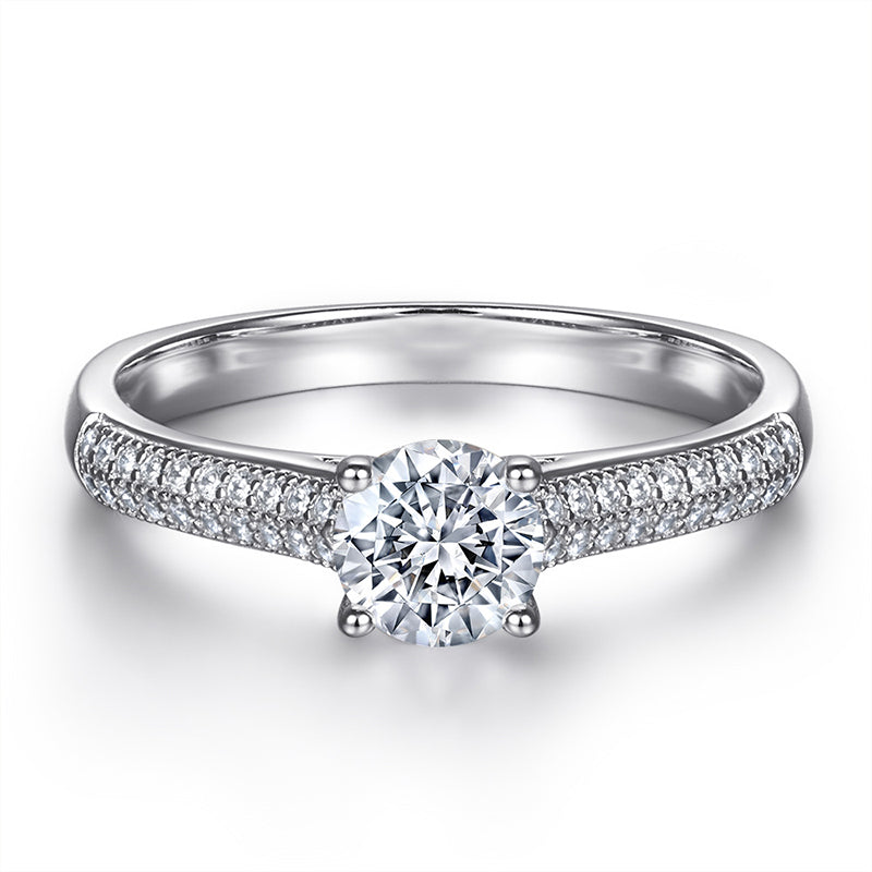 S925 Sterling Silver Pave Zirconia Ring for Women - Elegant Rose Gold & White Gold Plated Stackable Band