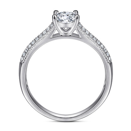 S925 Sterling Silver Pave Zirconia Ring for Women - Elegant Rose Gold & White Gold Plated Stackable Band