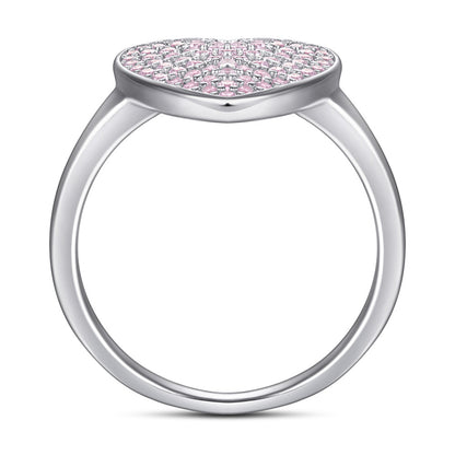 S925 Sterling Silver Pink CZ Heart Ring – Bold Statement Jewelry