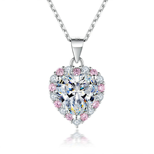 Elegant 925 Silver Women's Necklace with Crown & Heart Zircon Pendant, Cross Chain, White Gold Tone, Fashion European-American Style Jewelry