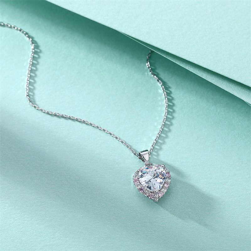 Elegant 925 Silver Women's Necklace with Crown & Heart Zircon Pendant, Cross Chain, White Gold Tone, Fashion European-American Style Jewelry