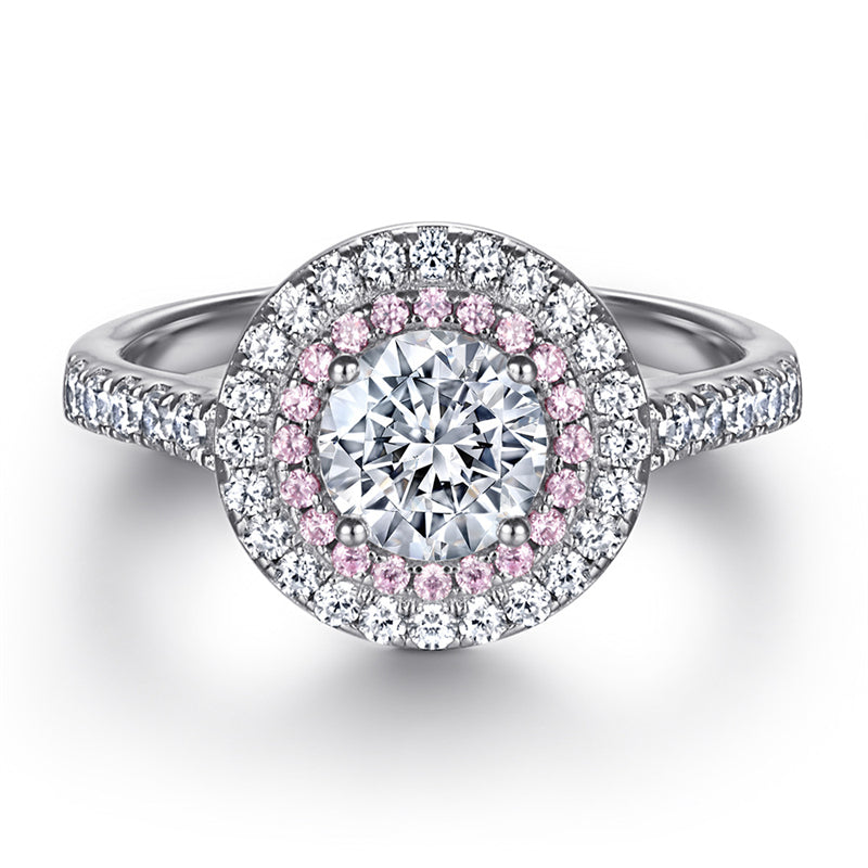 S925 Sterling Silver Pink Zirconia Full Eternity Band - Circle of Diamonds Ring